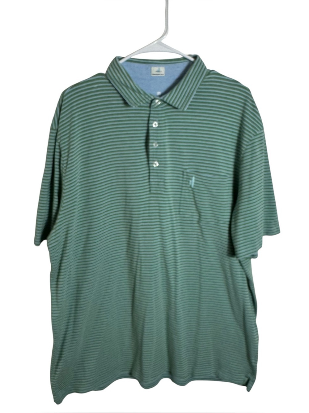 Johnnie O Polo Shirt XXL Green Stripe Short Sleeve Golf Casual